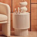 Orsina Whitewashed Mango Wood Side Table – Ridged Column Base