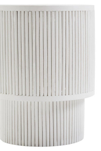 Orsina Whitewashed Mango Wood Side Table – Ridged Column Base