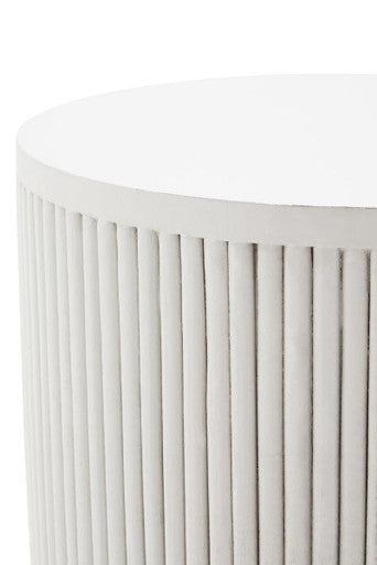 Orsina Whitewashed Mango Wood Side Table – Ridged Column Base