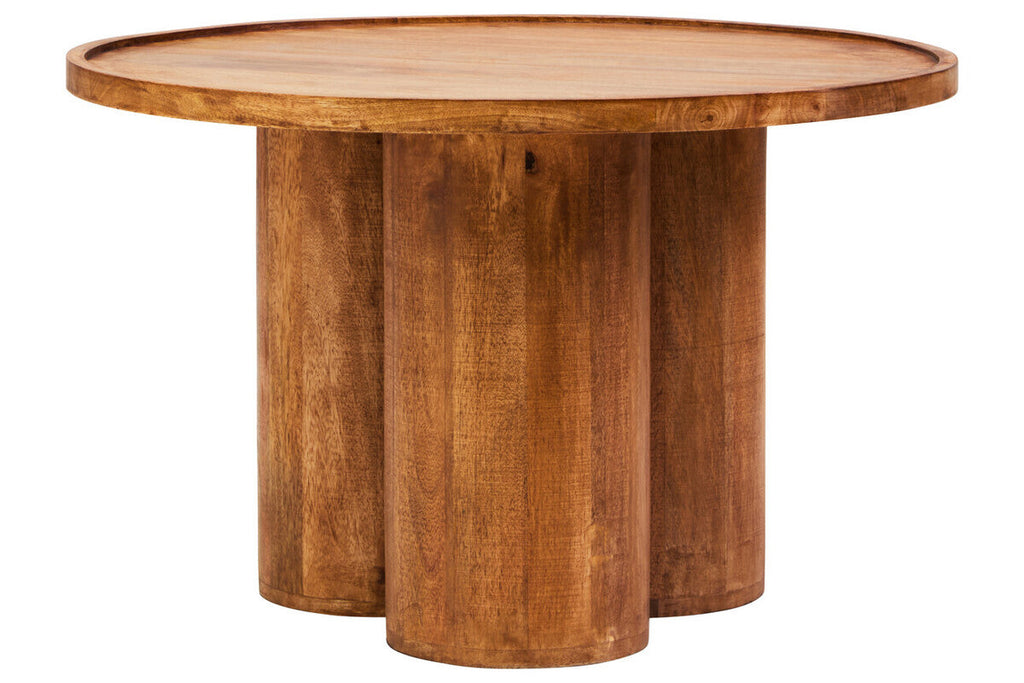 Orsina Mango Wood Coffee Table – Natural Column Base Rounded Top