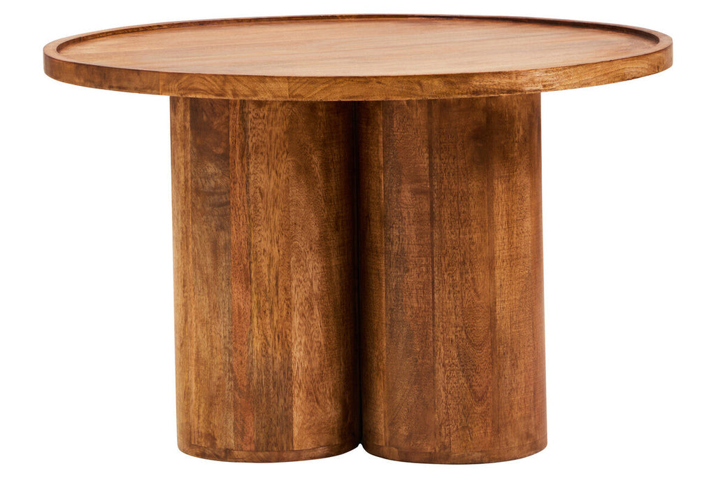 Orsina Mango Wood Coffee Table – Natural Column Base Rounded Top