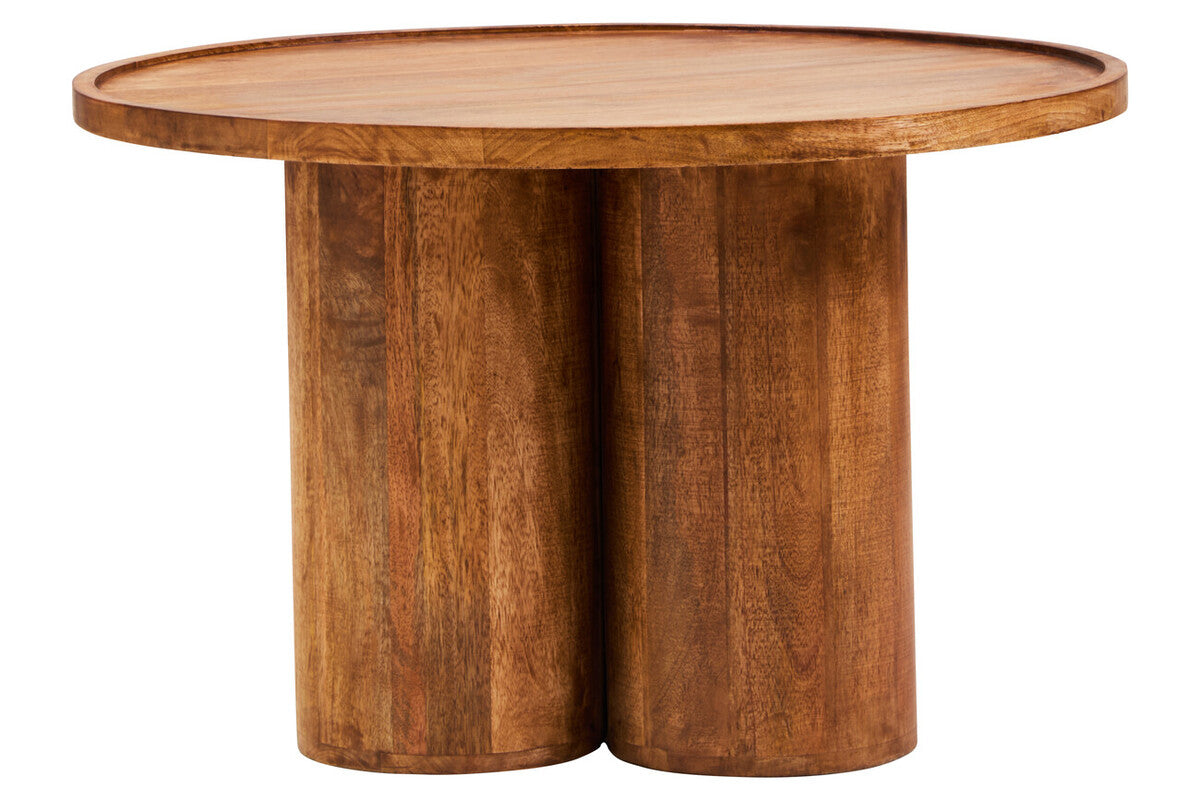 Orsina Mango Wood Coffee Table – Natural Column Base Rounded Top
