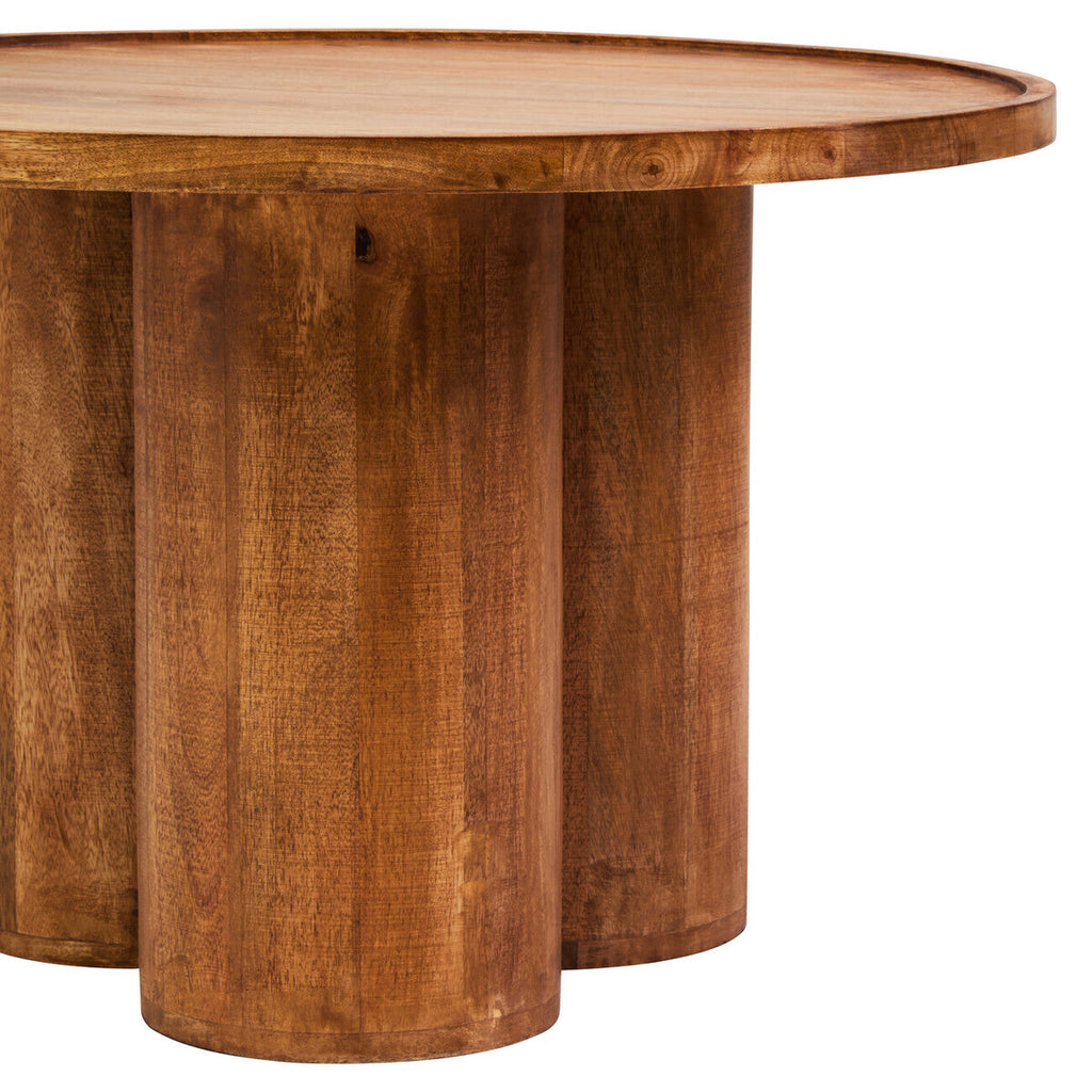 Orsina Mango Wood Coffee Table – Natural Column Base Rounded Top