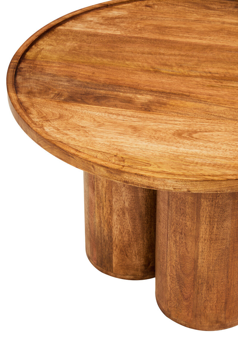 Orsina Mango Wood Coffee Table – Natural Column Base Rounded Top