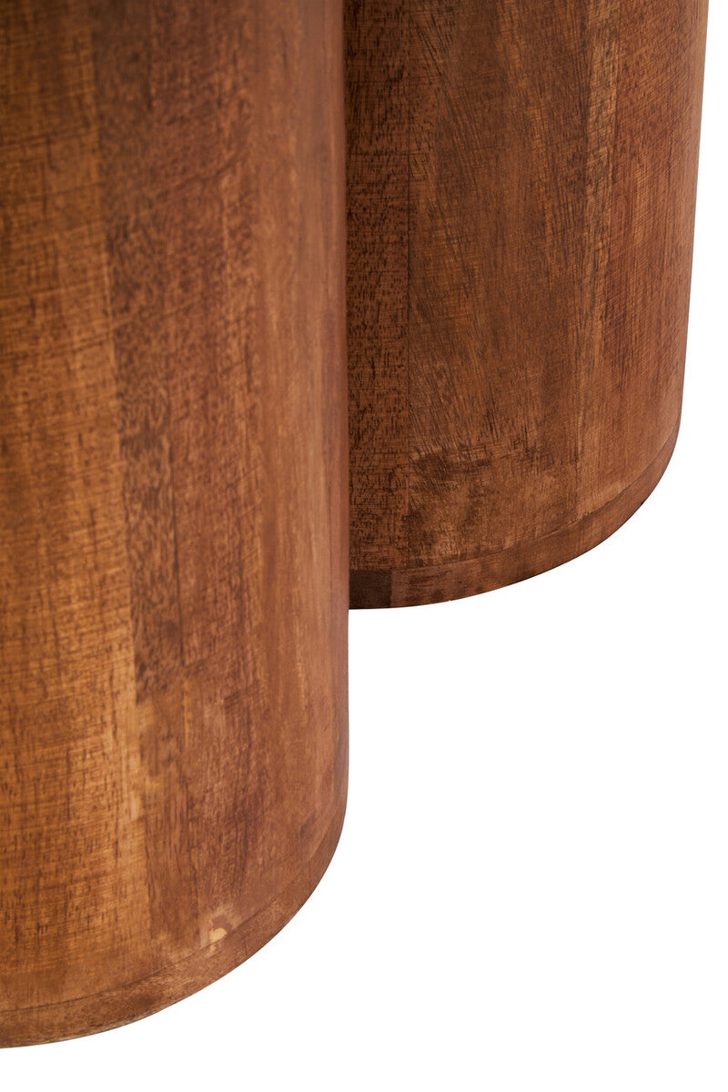 Orsina Mango Wood Coffee Table – Natural Column Base Rounded Top