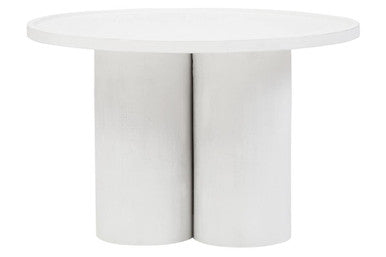 Orsina Walsa Round Mango Wood Coffee Table – Whitewash Column Base