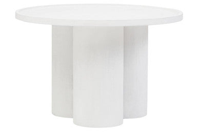 Orsina Walsa Round Mango Wood Coffee Table – Whitewash Column Base