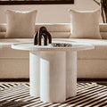 Orsina Walsa Round Mango Wood Coffee Table – Whitewash Column Base