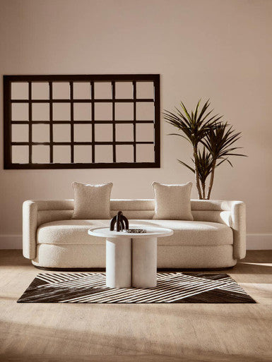 Orsina Walsa Round Mango Wood Coffee Table – Whitewash Column Base