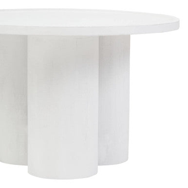 Orsina Walsa Round Mango Wood Coffee Table – Whitewash Column Base