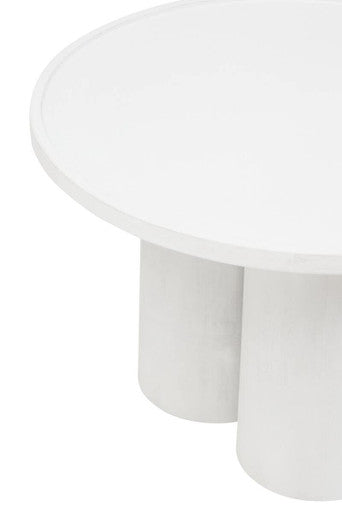 Orsina Walsa Round Mango Wood Coffee Table – Whitewash Column Base