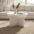 Orsina Walsa Round Mango Wood Coffee Table – Whitewash Pedestal Base