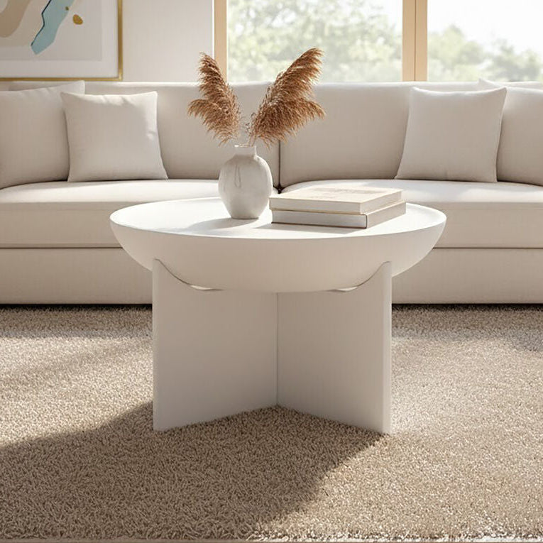 Orsina Walsa Round Mango Wood Coffee Table – Whitewash Pedestal Base