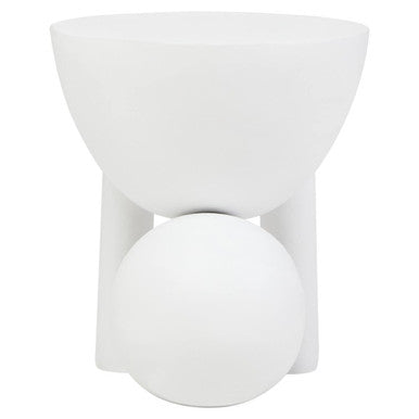 Orsina Walsa Round Mango Wood Side Table – Whitewash Sculptural Base
