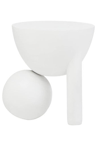 Orsina Walsa Round Mango Wood Side Table – Whitewash Sculptural Base