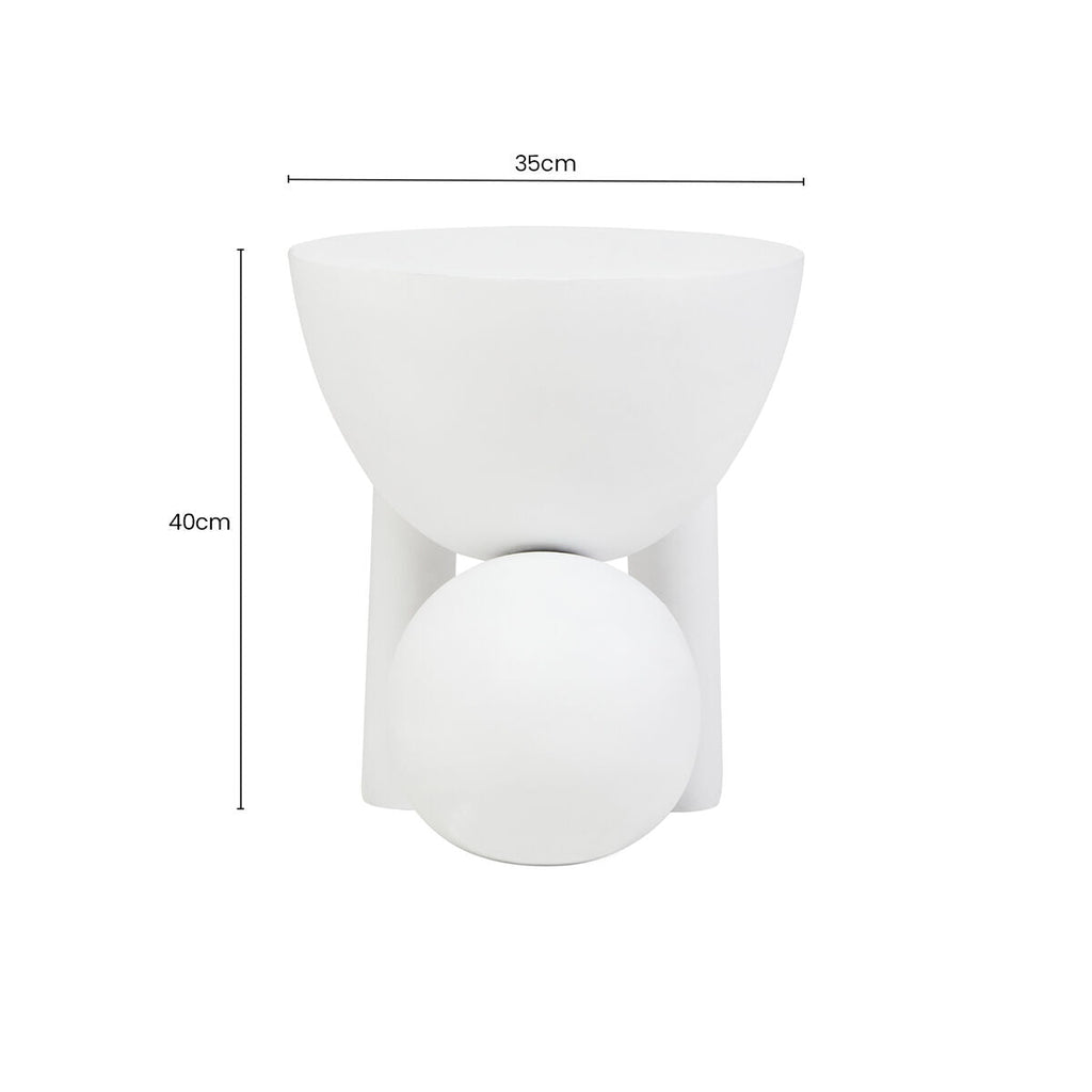 Orsina Walsa Round Mango Wood Side Table – Whitewash Sculptural Base