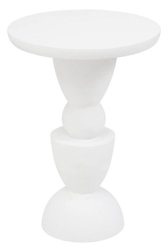 Orsina Walsa Whitewash Mango Wood Side Table – Sculptural Round Top
