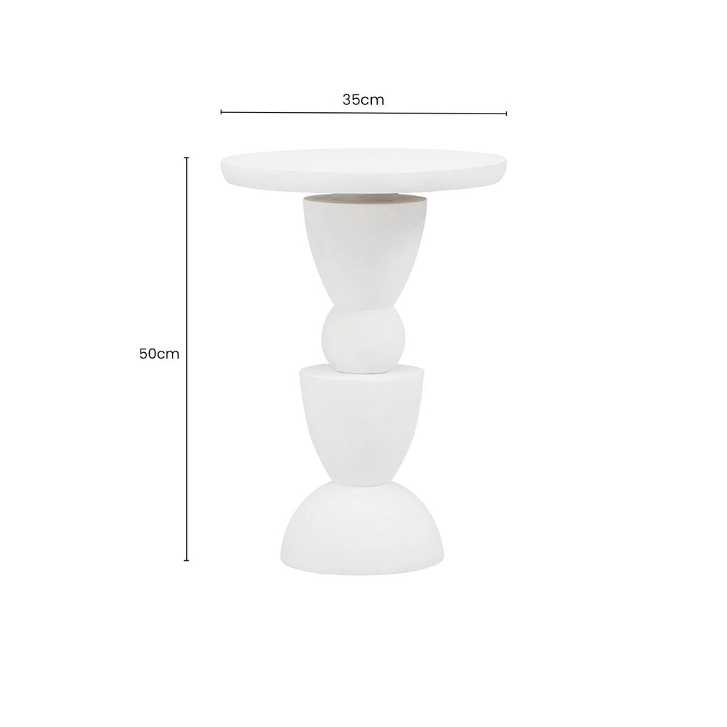 Orsina Walsa Whitewash Mango Wood Side Table – Sculptural Round Top