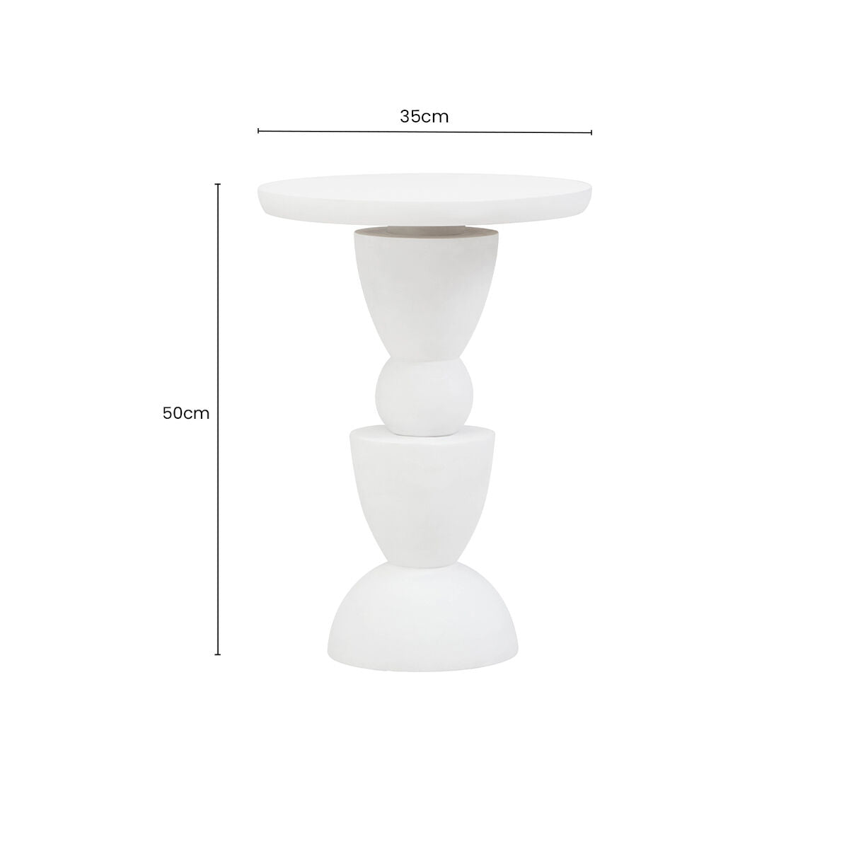 Orsina Walsa Whitewash Mango Wood Side Table – Sculptural Round Top