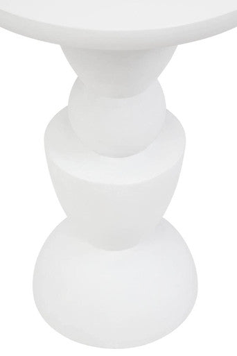 Orsina Walsa Whitewash Mango Wood Side Table – Sculptural Round Top