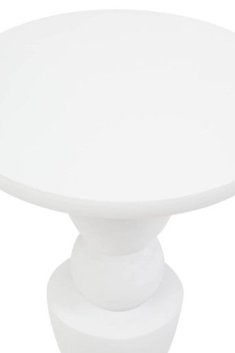 Orsina Walsa Whitewash Mango Wood Side Table – Sculptural Round Top