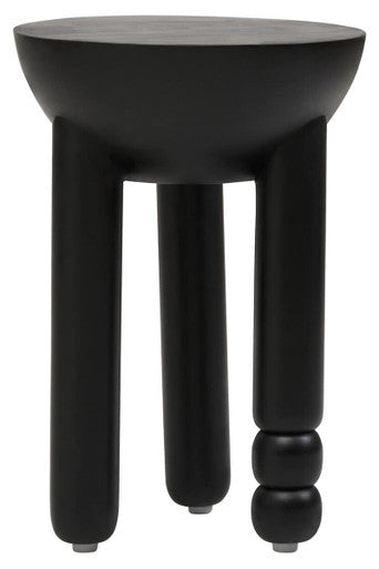 Orsina Black Mango Wood Round Side Table – Sculptural Column Base