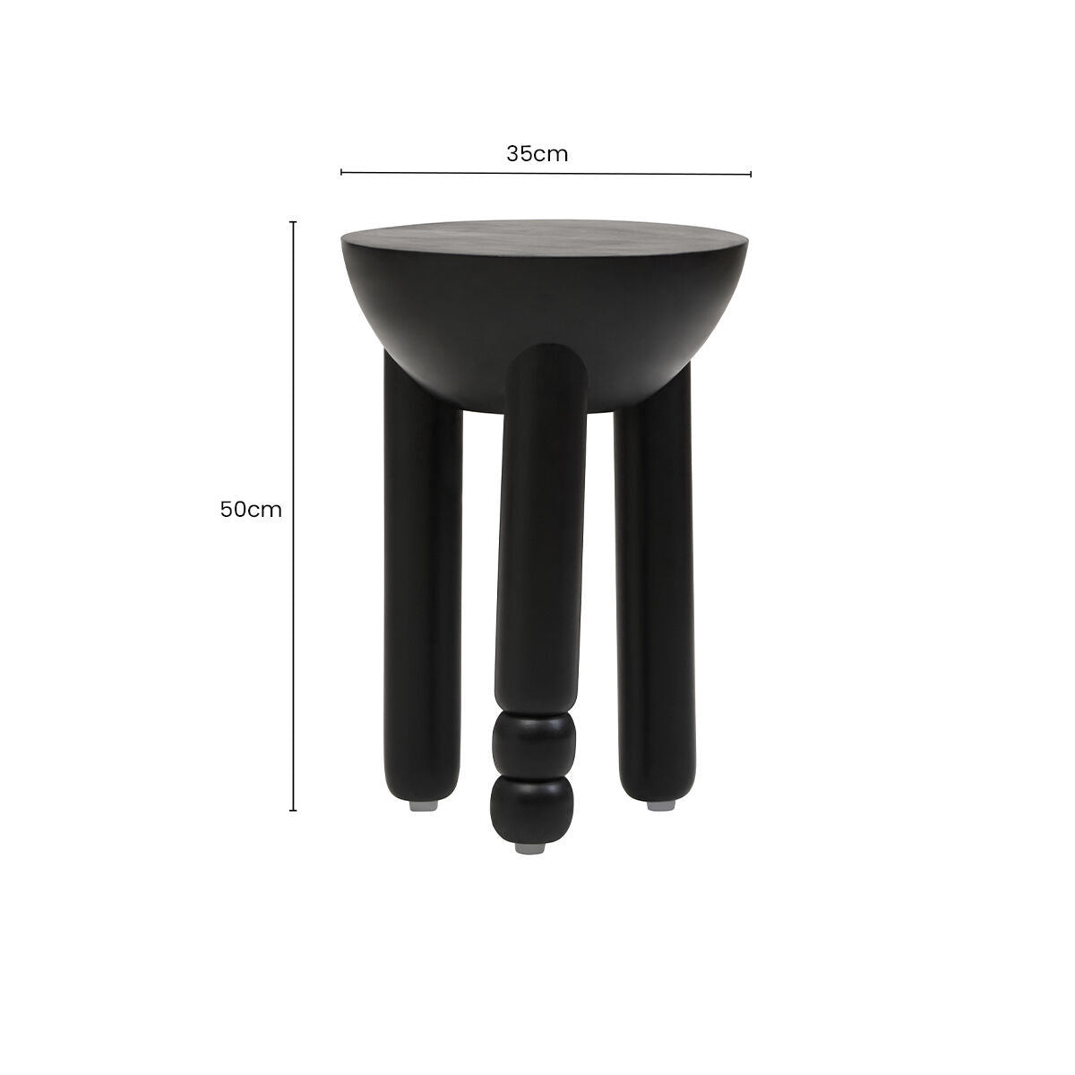 Orsina Black Mango Wood Round Side Table – Sculptural Column Base