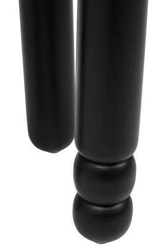 Orsina Black Mango Wood Round Side Table – Sculptural Column Base