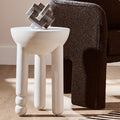 Orsina Whitewash Mango Wood Round Side Table – Sculptural Column Base