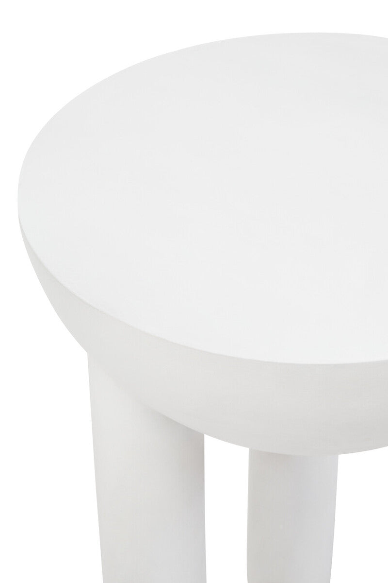 Orsina Whitewash Mango Wood Round Side Table – Sculptural Column Base