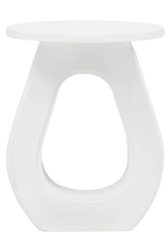 Orsina Whitewash Mango Wood Accent Table with Horseshoe Base