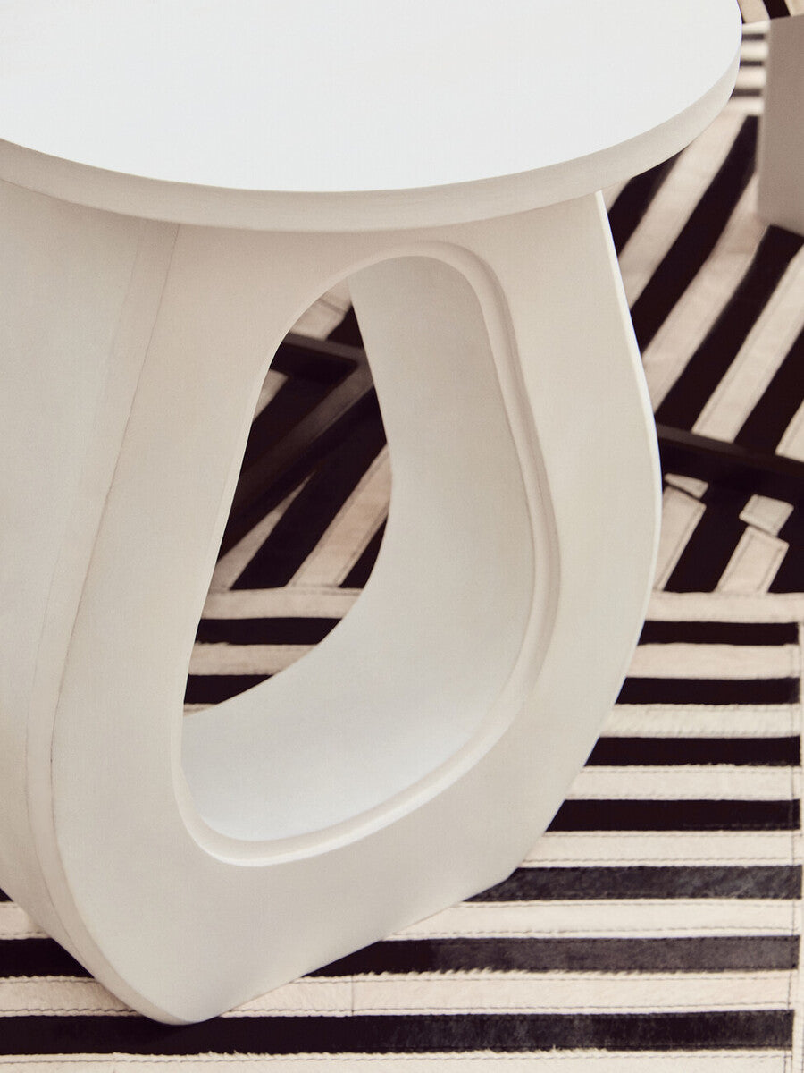 Orsina Whitewash Mango Wood Accent Table with Horseshoe Base