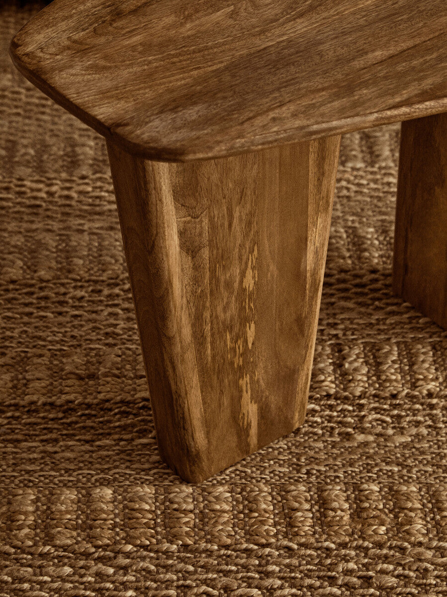 Orsina Walsa Round Mango Wood Pedestal Coffee Table – Natural Finish