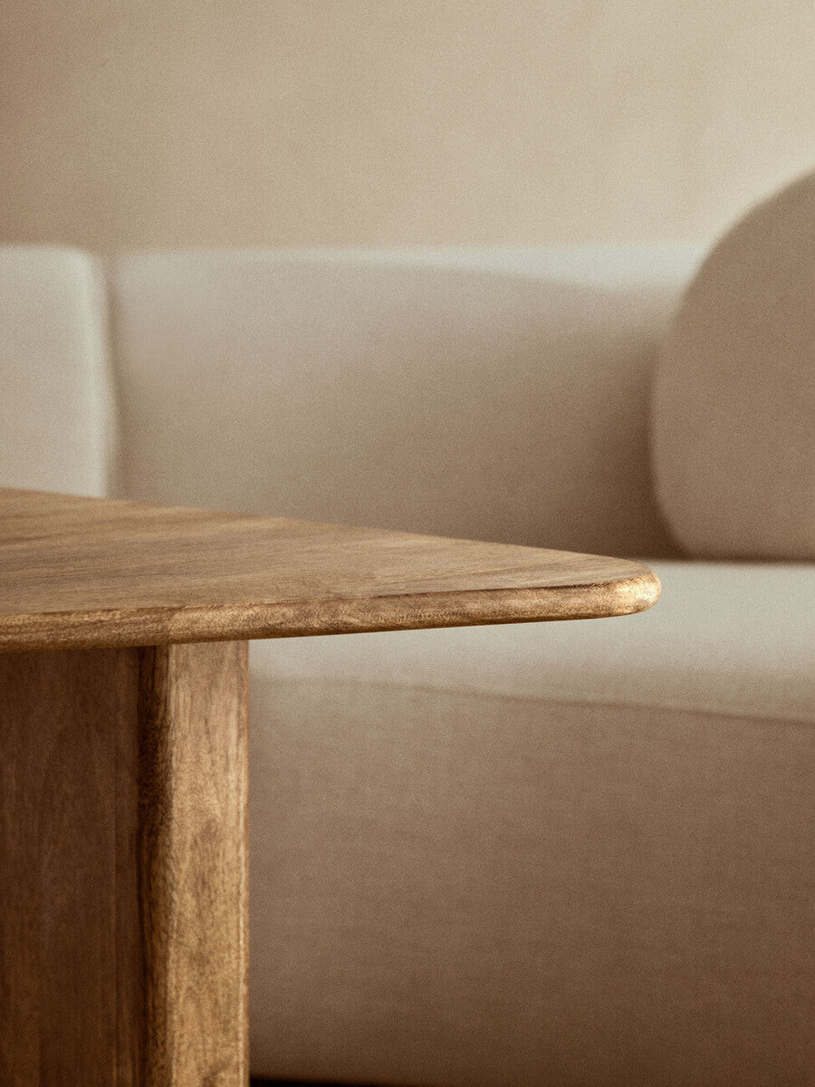 Orsina Walsa Round Mango Wood Pedestal Coffee Table – Natural Finish