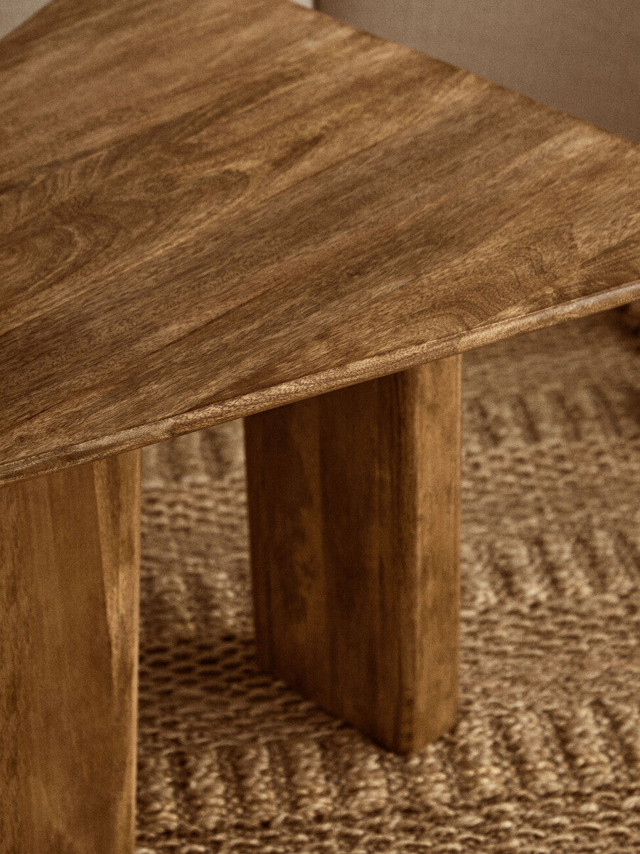 Orsina Walsa Round Mango Wood Pedestal Coffee Table – Natural Finish