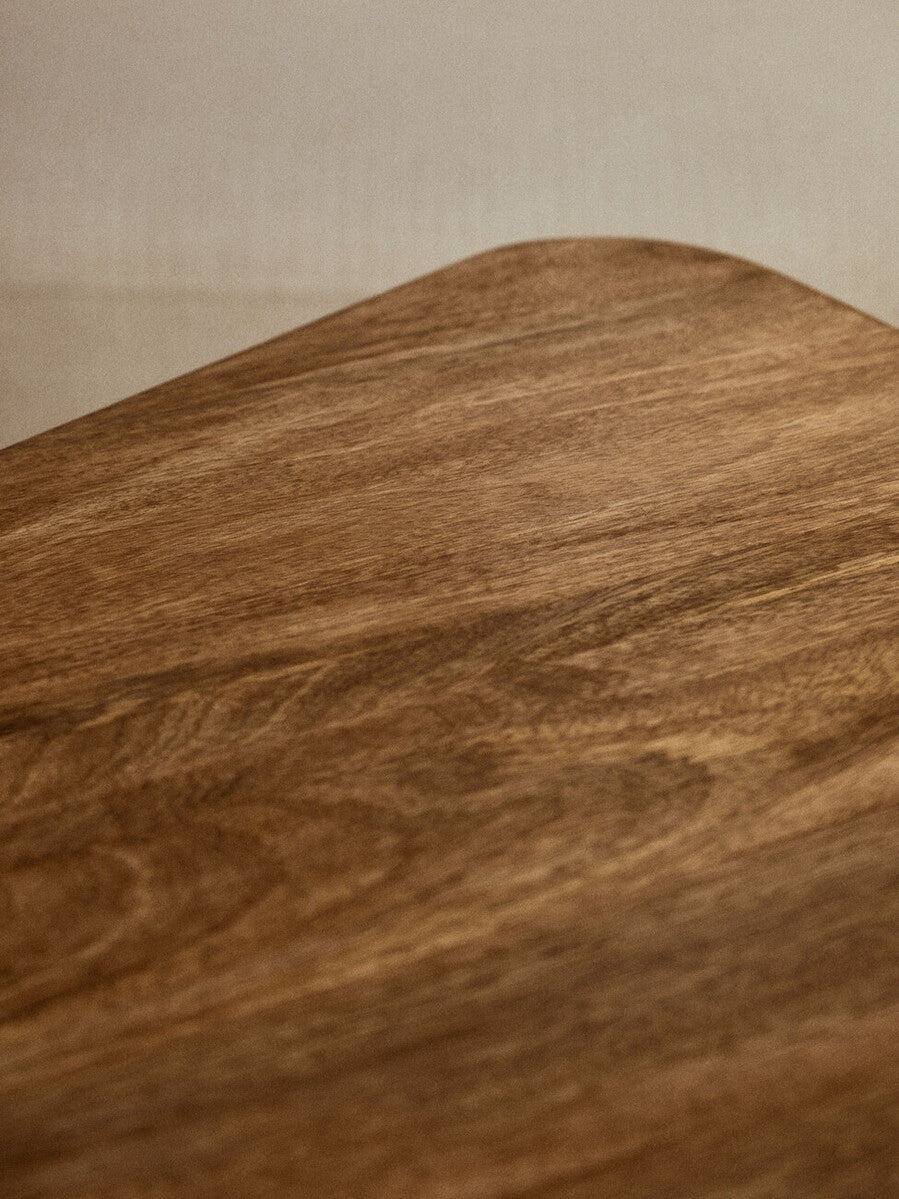 Orsina Walsa Round Mango Wood Pedestal Coffee Table – Natural Finish