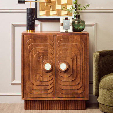 Orsina Sangar Hand-Carved Mango Wood Two Door Storage Cabinet
