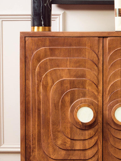Orsina Sangar Hand-Carved Mango Wood Two Door Storage Cabinet