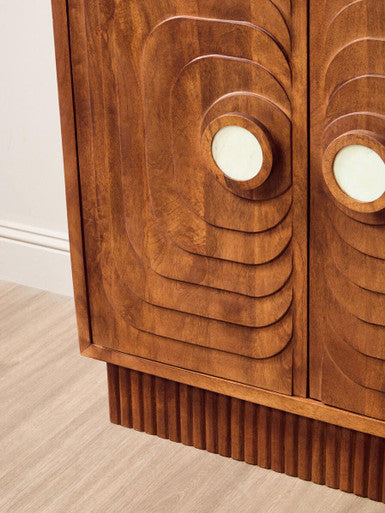 Orsina Sangar Hand-Carved Mango Wood Two Door Storage Cabinet