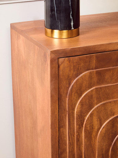 Orsina Sangar Hand-Carved Mango Wood Two Door Storage Cabinet