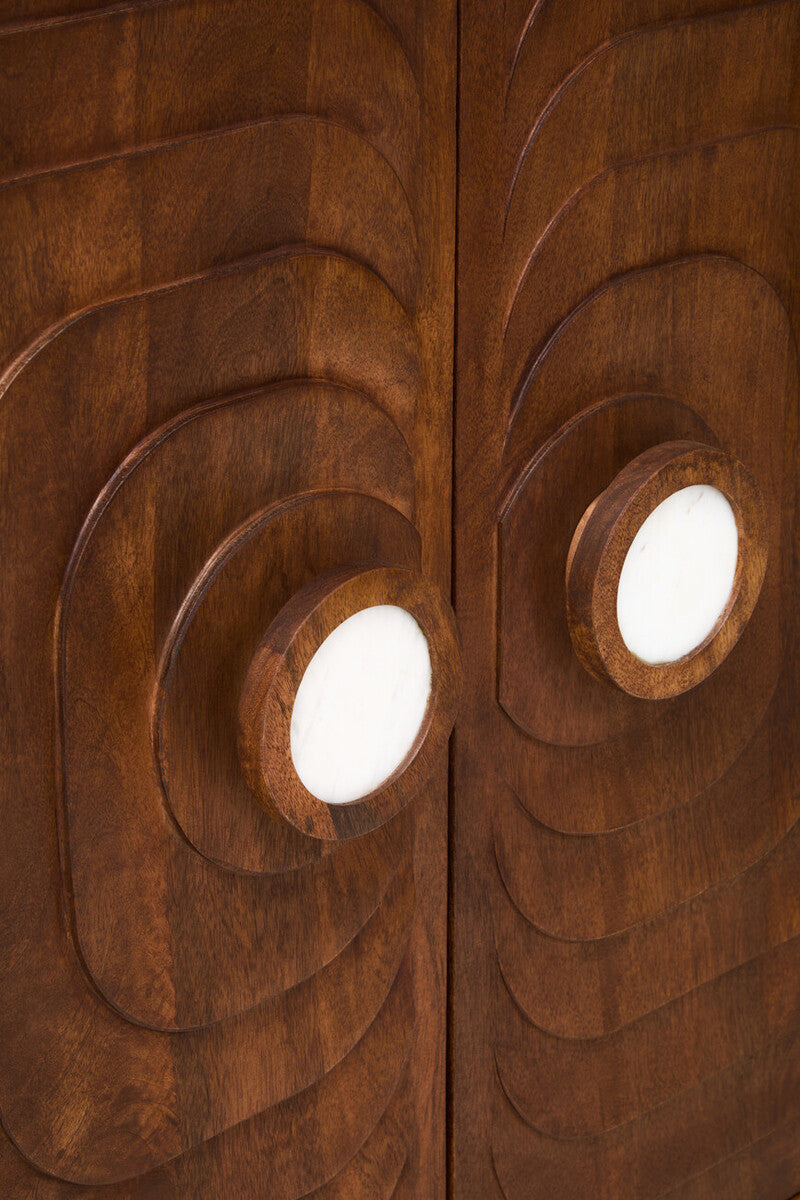 Orsina Sangar Hand-Carved Mango Wood Two Door Storage Cabinet