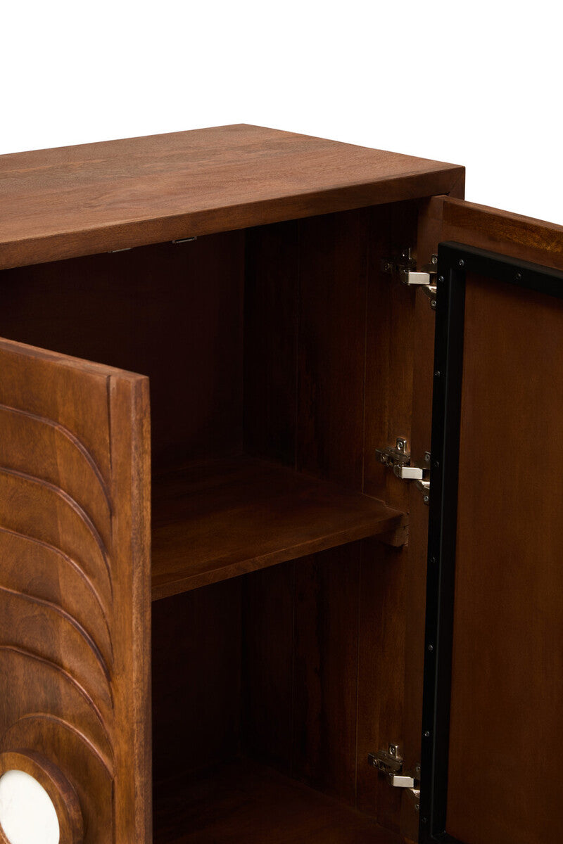 Orsina Sangar Hand-Carved Mango Wood Two Door Storage Cabinet