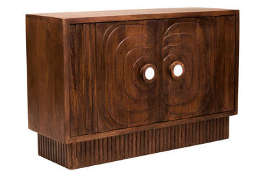 Orsina Sangar Hand-Carved Mango Wood Sideboard with Marble Handles