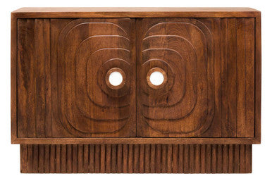 Orsina Sangar Hand-Carved Mango Wood Sideboard with Marble Handles