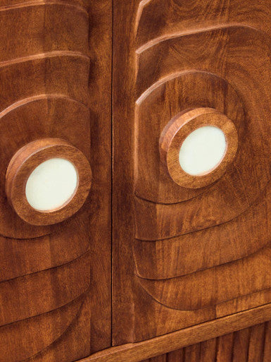 Orsina Sangar Hand-Carved Mango Wood Sideboard with Marble Handles