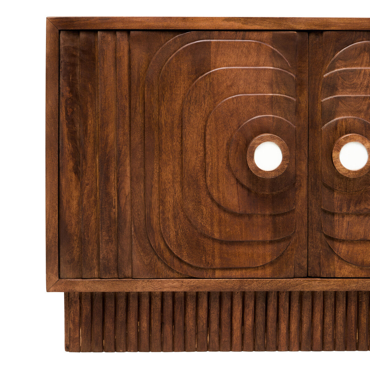 Orsina Sangar Hand-Carved Mango Wood Sideboard with Marble Handles
