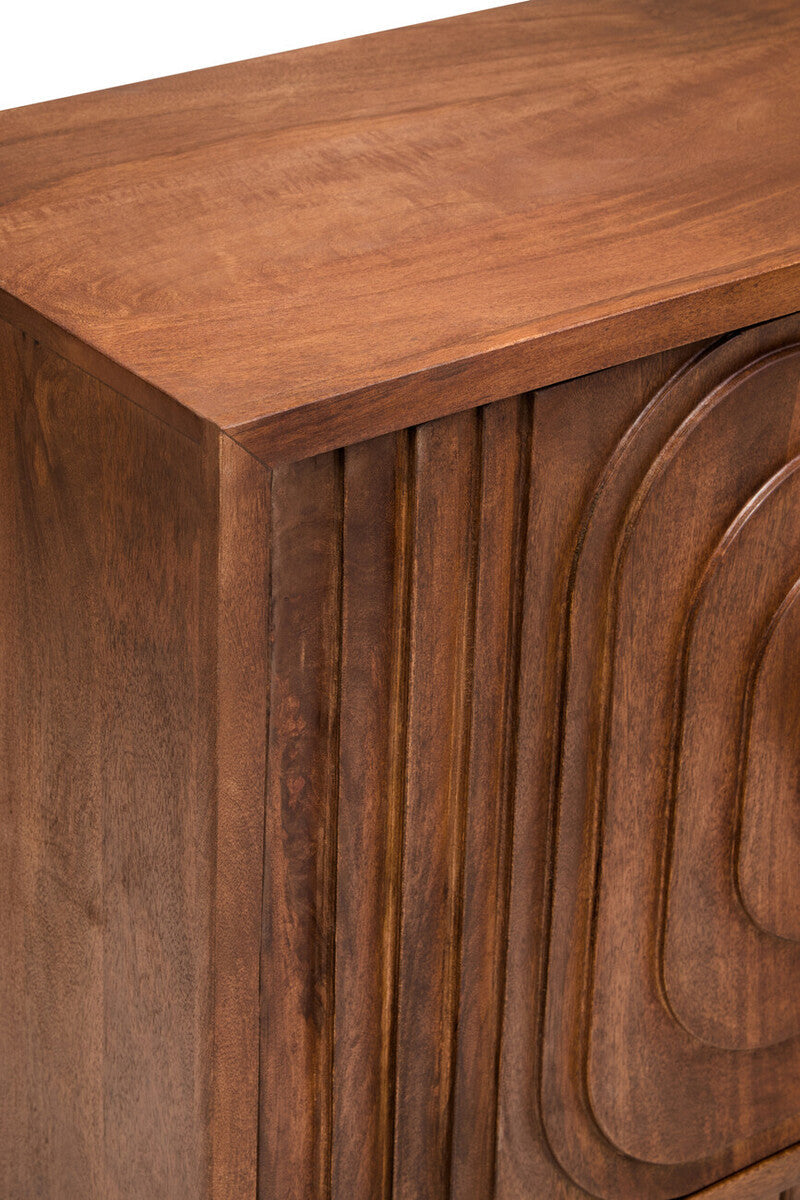Orsina Sangar Hand-Carved Mango Wood Sideboard with Marble Handles