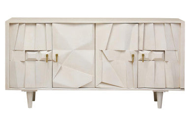 Orsina Sita Whitewash Mango Wood 4-Door Abstract Sideboard