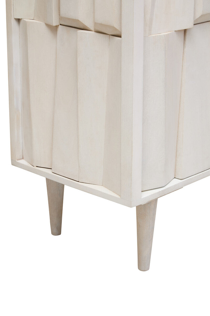 Orsina Sita Hand-Carved Whitewash Mango Wood Two Door Cabinet