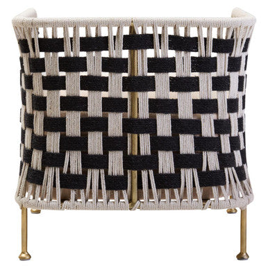 Orsina Satna Black and White Jute Accent Chair | Mango Wood & Gold